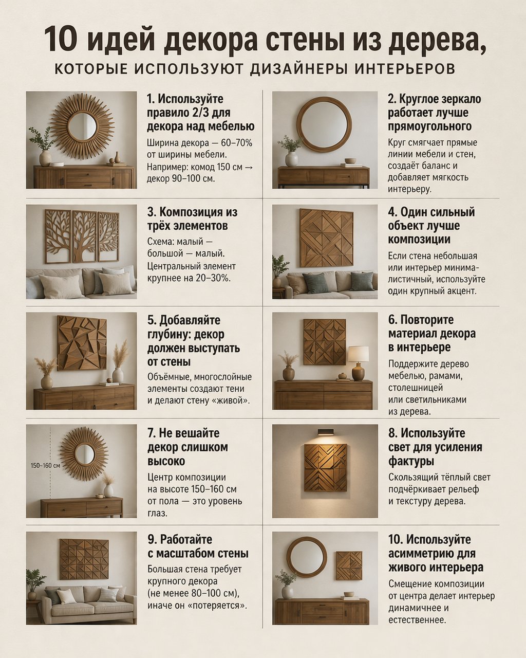 10 идей декора стены из дерева — инфографика