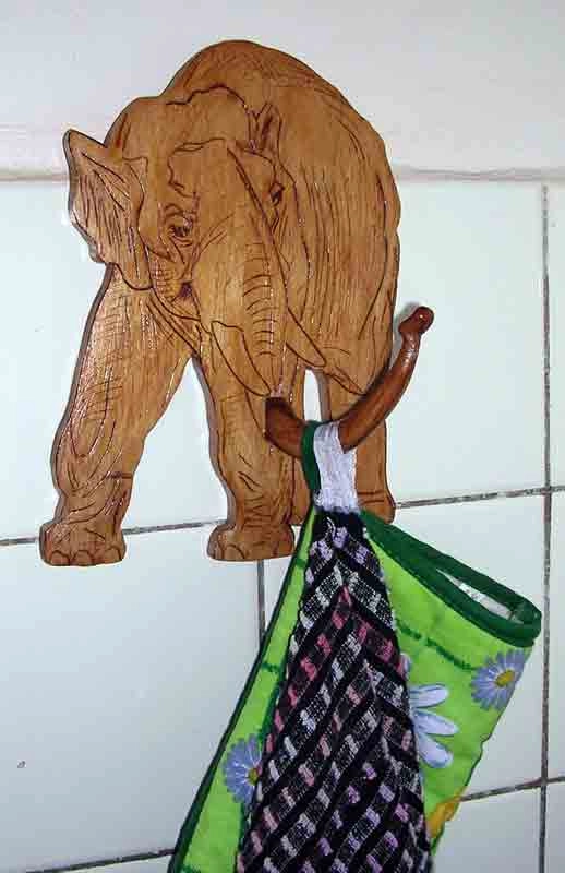 Elephant wall hanger — wooden handmade gift