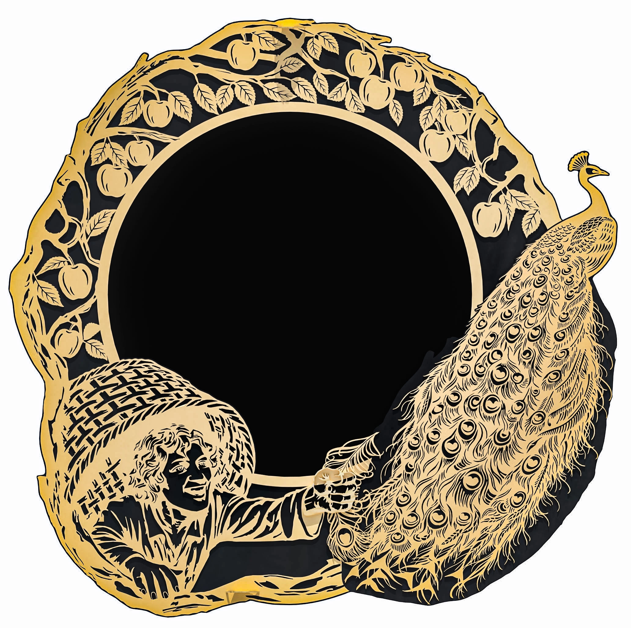 Handmade wooden wall mirror Firebird