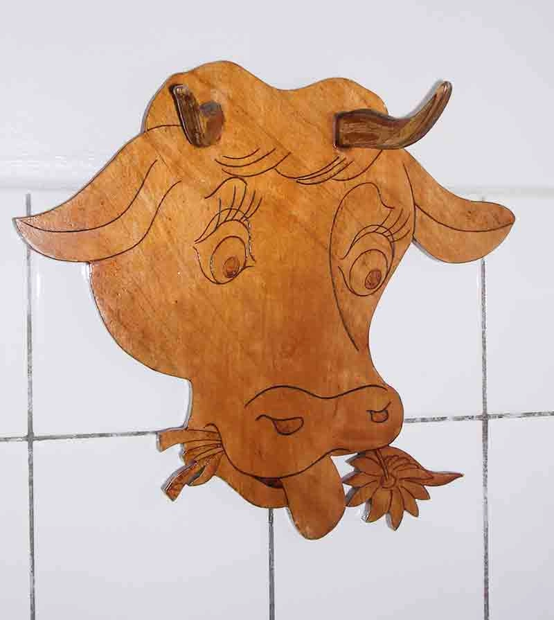 Cow wall hanger — handmade wooden gift
