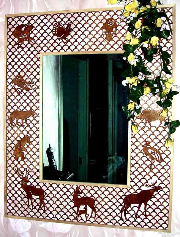 Decorative wooden wall mirror Animal World